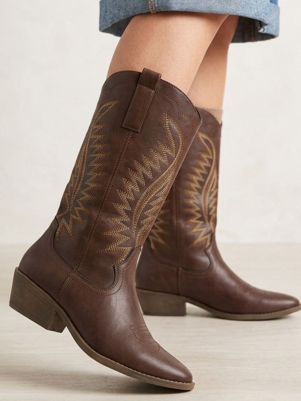 Dirty Laundry Brown Western Cowgirl Stampede Mid-Calf Boots Women’s Size 7